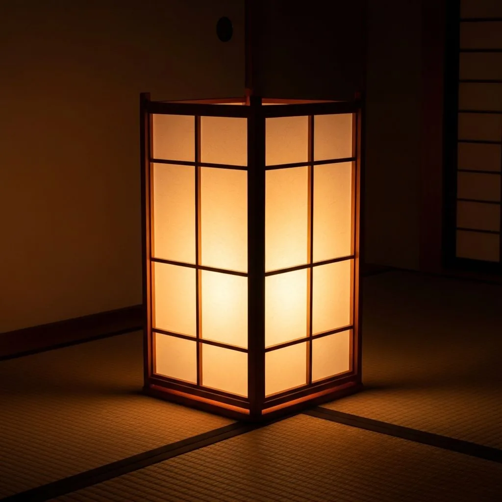 Traditional Japanese andon floor lamp